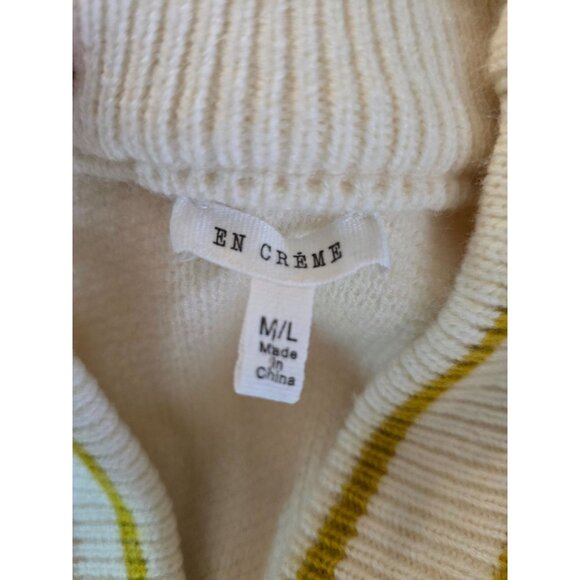 En Crème M/L Womens Cardigan With Smiley Patch & Yellow Stripe Details emoji - Picture 4 of 9